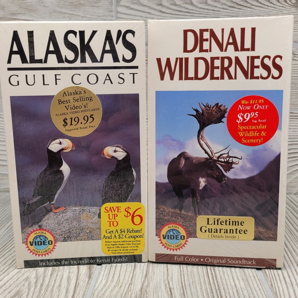 Alaska Video Postcards VHS Set Alaskas Gulf Coast Denali Wilderness Sealed 1991